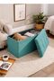 76CM Foldable Ottoman Storage Box Linen Fabric Bench with Lid, [89L Storage Chest] Foam Padded Seat, Foot Stool Bench, Shoe Cabinet, Sofa Bed, vanity for Living Room, Hallway - Green - 2