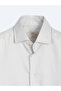 Gray Plain Slim Fit Long Woven Classic 100% Cotton Shirt - 8