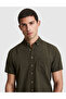 Khaki Linen Blend Regular Fit Short Sleeve Shirt 50320933-Vr027 - 2