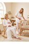New Season Ecru Double-Breasted Collar Breastfeeding-Friendly Design Short Sleeve 100% Cotton Long Robe Pajama Set 3-Piece Set - 6
