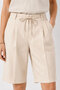 High Waist Pleated Soft Textured Bermuda Shorts-Beige - 3