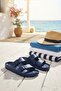 Navy Blue Double Buckle Daily Comfortable Garden Pool Beach Slippers Women's Slippers - 3