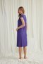 Purple Lace Button-Down Nightgown,Women's Short-Sleeved Viscose Robe Pajamas,V-Neck Guipure Maternity Nightgown,One-Piece Stylish Purple Sleepwear - 3