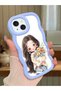 iPhone 15 Compatible Case Camera Protector Blue Silicone Couple Phone Case Girl Pattern