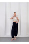 Women's Black Elastic Waist Pleated Oysho Fabric Shalwar Trousers Frv0009 - 3