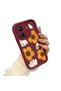 Xiaomi Redmi 13C Compatible Case Camera Protector Burgundy Silicone Couple Phone Case Floral Pattern - 3