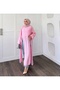 Poplin Fabric High Collar Oversize Slit Long Abaya Tunic - 2