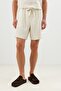 Ecru Lyocell Blended Pleated Men's Shorts