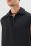 Black Lyocell Blend Crop Fit Sleeveless Men's Shirt - 2