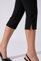 Black Capri Pants Leggings with Slit Detail and Front Hem, Slim Fit Capri - 3