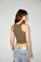 Coralie Women's Soft and Flexible Fabric Halter Neck Fitted Khaki Tank Top - 5