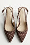 Puantina Women's Brown Polka Dot Low Heel Pointed Toe Shoes 4cm - 3