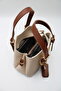 Women's Cream-Tan Crossbody Hand and Shoulder Bag with Front Accessory Detail and Charm Accessory - 7