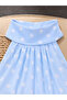 Baby Blue Polka Dot Halter Neck Gathered Draped Stylish Cropped Blouse - 3