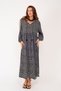 Women's Pompom Crispy Floral Long Sleeve Hijab Dress - 3