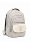 Beige Unisex Daily School Backpack, Water Resistant, Multiple Compartments, Laptop Compartment - 2