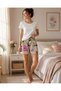 Green Color Floral Pattern Women's Shorts Pajama Bottoms - 2