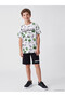 Lcw Kids Ecru Printed Boys Shorts Pajama Set - 2