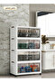 4 Tier Foldable Storage Cabinet with Doors and Wheels, 50cm Wide Plastic Storage Organizer - 6