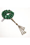 Malachite & Silver Rosary 33 Beads 8.5x9mm Deep Green Prayer Beads Tasbih 54g Silver-Tone Chain Tassel - 2