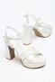 Women's Platform Heel Evening Dress Shoes with Leather Cross Straps