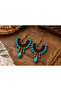 Bohemian Turquoise Beaded Macrame Women's Earrings Handmade Ethnic Design Earrings - 3