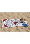 Heart Patterned Red and White Cotton Digital Printed Youth Adult Beach Seaside Towel - 4