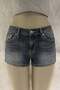 Washable Denim Jeans Stoned Wings Grunge Mini Shorts - 3