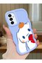 Samsung Galaxy M23 Compatible Case Camera Protector Blue Silicone Couple Phone Case Stripe Pattern