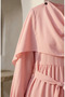 Cape Detailed Belted Hijab Dress 2291-09 Powder - 4