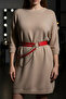 Plus Size Red Women's Belt Chain Detailed Leather Waist Accessory - 5