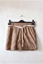 Dark Beige Pocketless Lined Embroidered Belted Casual Cotton Woven Shorts 38 56 - 2