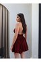 Women's Halter Neck Mini Dress Backless Waist Cinched Summer Chic Casual Dress - 2