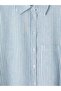 Striped Oversize Linen Blend Women's Shirt (W6) - 2