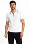 Men's Ribbed Knitwear T-Shirt Polo Collar Half Zipper Short Sleeve T-Shirt - White
