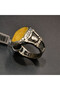 Antimony Silver Amber Ring – 11.5x25mm Butterscotch Cabochon Men's Ring 7.5g - 8