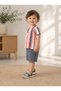 Baby Boy Striped Linen Look Shorts Set with Lace-Up Detail for Summer - 3