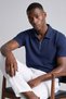 Men's Zipper Collar Pique Polo T-Shirt - Navy Blue