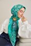 Twill Silk Scarf Classic Motif Turquoise 90X90 - 5