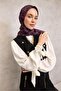 Cotton Polyester Soft Scarf Dark Black Lilium Patterned Non-Slip Textured 90X90