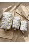 Daisy Flower Patterned Quilted Handmade (Set of 3) Makeup Bag - Travel Bag - 6