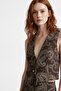 Brown Embroidered Vest with Tie Detail - 3
