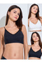 Pack Of 2 - Padded Non Wired Bralette With Lace Detail