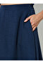 Navy Blue Side Pocket Detail A-Line Maxi Skirt - 3