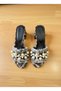 Nubia Women's Pearl Detailed Straw Heeled Leopard Slipper Sandals - 2
