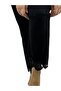 Plus Size Lycra Elastic Waist Embroidery Detailed Piped Leg Slim Viscose Women's Leggings Trousers - 4