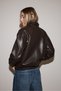 Suni deri oversize bomber ceket - 4