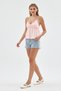 Powder Thin Straps Gathered Detailed Peplum Blouse - 4