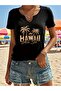 Women's Summer Printed Half V-Neck Sleeves Regular Fit Casual T-Shirt