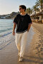 Men's 100% Original Raw Linen Oversize T-Shirt and Baggy Pants 2-Piece Combination - 2